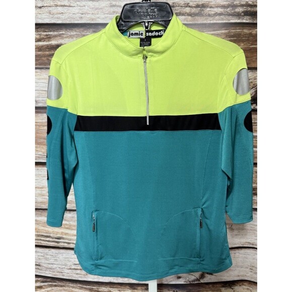 Jamie Sadock Top Golf 1/4 Zip Colorblock Zip Pockets Detail/3/4 Sleeve Shirt Sm - Picture 1 of 10